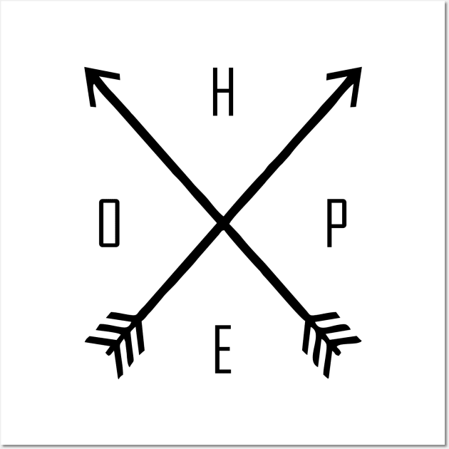 hope arrow black Wall Art by Typography Dose